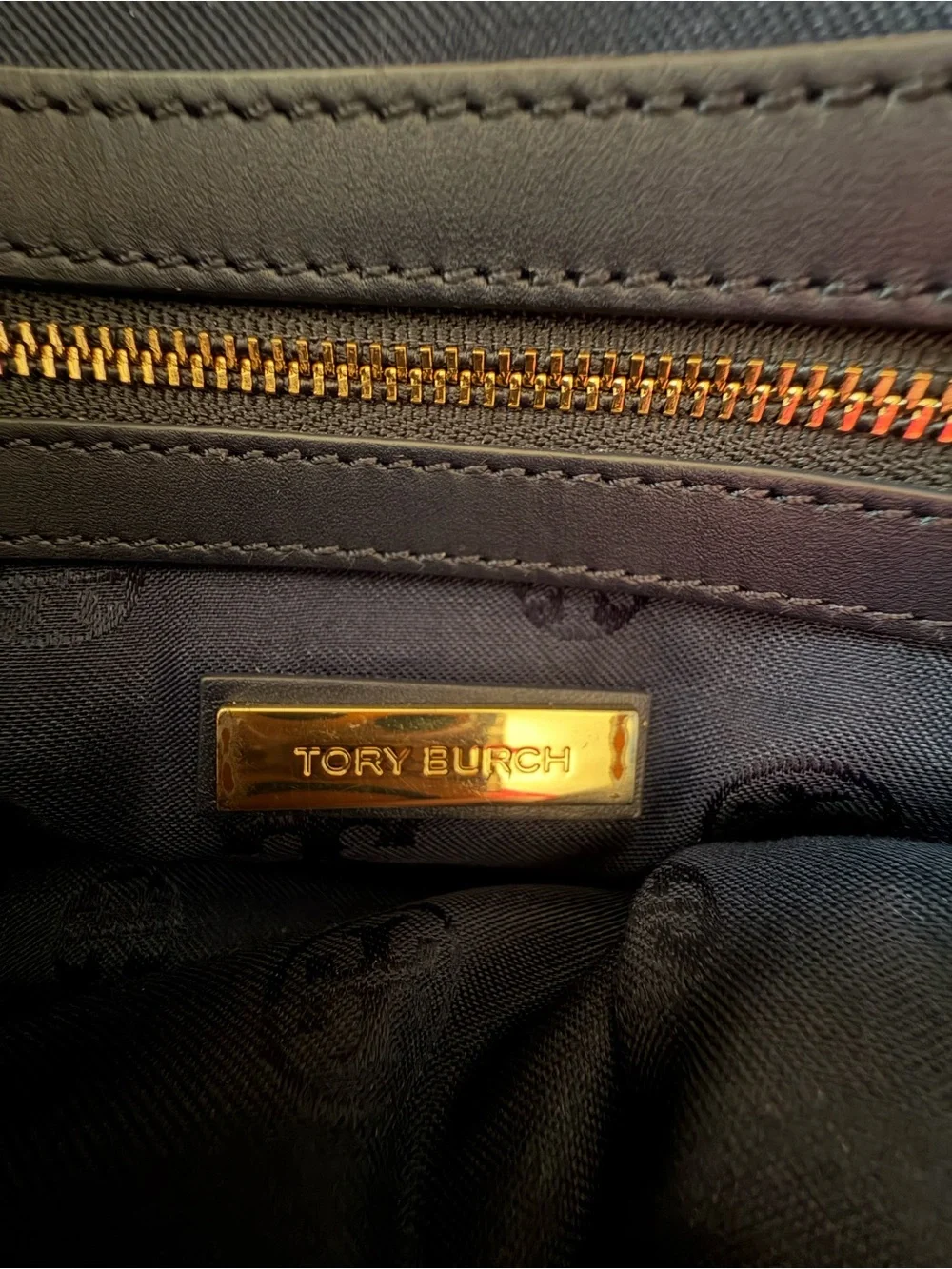 Tory Burch Olive Green, Navy and Cream Tapestry Tote with Dust Bag & long strap